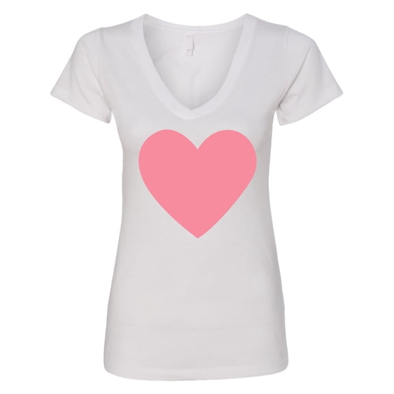 Inktastic Pink Valentine's Day Heart Women's V-Neck T-Shirt