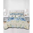 thumbnail image 2 of Quilts Twin Size Bedding Set, Hydrangea Eucalyptus Lightweight Quilted Comforter, Summer Botanical Vintage Beige Soft Reversible Bedspread Coverlet with Pillow Covers for All Season, 68" x 86", 2 of 7