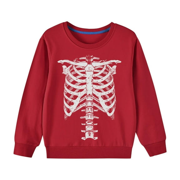 Odeerbi Toddler Boys Girls Halloween Crewneck Sweatshirts Fall Winter Cotton Sweatshirt Toddler Kids Cute Solid Color Halloween Print Long Sleeve Sweatshirts Top Toddler Clothes Red