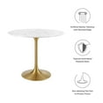 thumbnail image 2 of Modway Lippa 36" Round Faux Marble & Metal Dining Table in Gold and White, 2 of 8