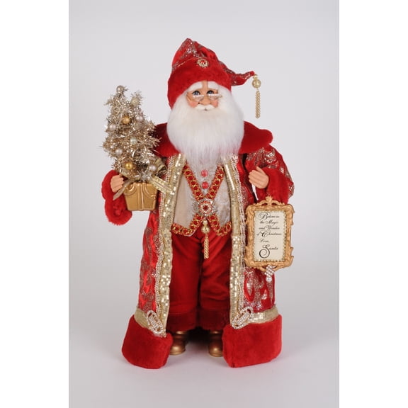 Karen Didion Lighted Scarlet Jeweled Santa