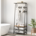 thumbnail image 3 of Hall Trees, Coat Rack with 10 Hooks, Entryway Bench with Storage, Multifunctional Hallway Organizer, Wood Look Accent Furniture with Metal Frame, for Entryway, Hallway, Front Door, 3 of 11