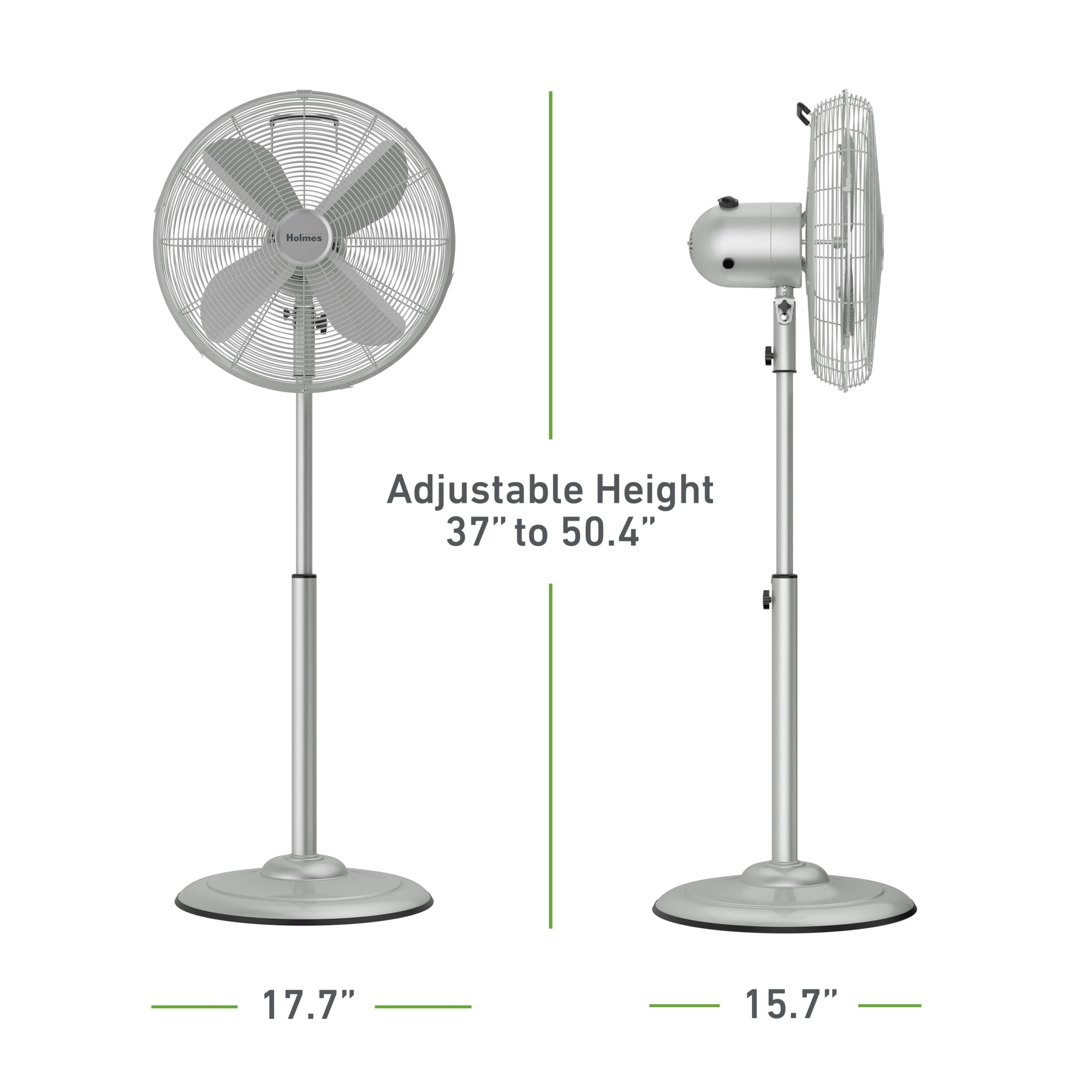 Holmes 16 Inch Oscillating Stand Fan 3 Speed Tilt Head Pedestal Brushed Chrome