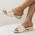 thumbnail image 4 of Miluxas Women's Block Heels Mules , Square Open Toe Block Heels Sandals, Slip On Chunky Low Heeled Slippers with Metal Buckle, Wedding Dress Pump Shoes, 4 of 6