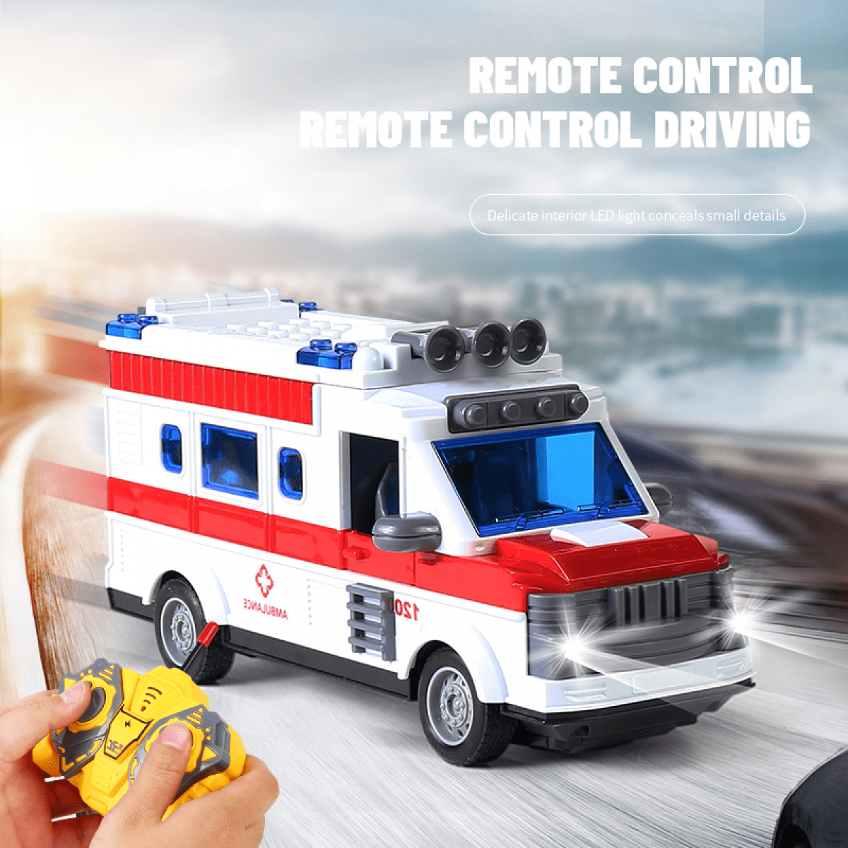 Mini RC Car Ambulance Truck Toy with Lights & Open Doors for Kids 3 4 5 Years Old Birthday Gifts