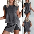thumbnail image 2 of Travel Vacation Outfits Womens Summer 2 Pieces Skort Sets Sleeveless Tank Top, 2 of 16