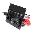 thumbnail image 5 of Geloo 5 Gang Rocker Switch Panel 12V Waterproof Marine Switch Panel Green LED Car Boat Switch Panel with Dual USB Charger Digital Voltmeter and Cigarette Lighter Socket, 5 of 10