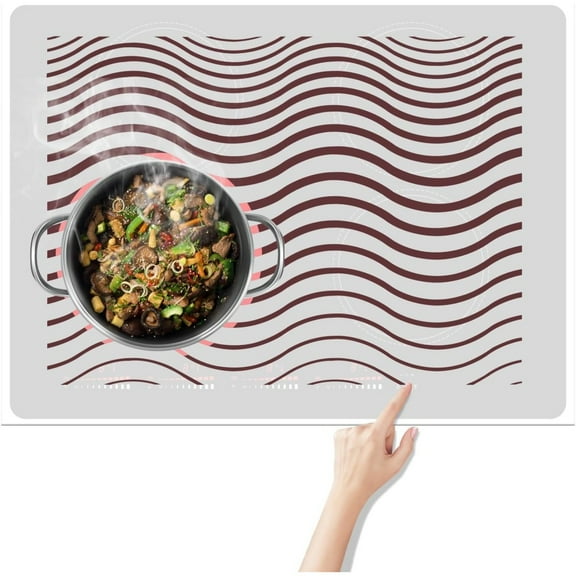 Large Induction Cooktop Protector Mat 21.2x35.4 Inch, Magnetic Electric Stove Covers Antistrike Glass Top Stove Cover, Silicone Induction Cooktop Mat for Electric StoveTop