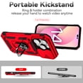 thumbnail image 6 of Jiahe Cover for iPhone 14 Pro Max Stand Case,  Heavy Duty Slide Cover & Ring Kickstand Military Shockproof Armor Case Compatible with Magnetic Car Mount Holder for iPhone 14 Pro Max 6.7", Red, 6 of 9