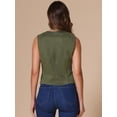 thumbnail image 3 of DARING DIVA Women's Vintage V Neck Faux Suede Button Down Sleeveless Jacket Vest S Army Green, 3 of 6