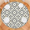 thumbnail image 2 of Boho Floral Print Round Tablecover with Elastic Hem, 44 Inch Fits 38"-42" Tables, Easy Clean Surface for Everyday Dining and Events, 2 of 7