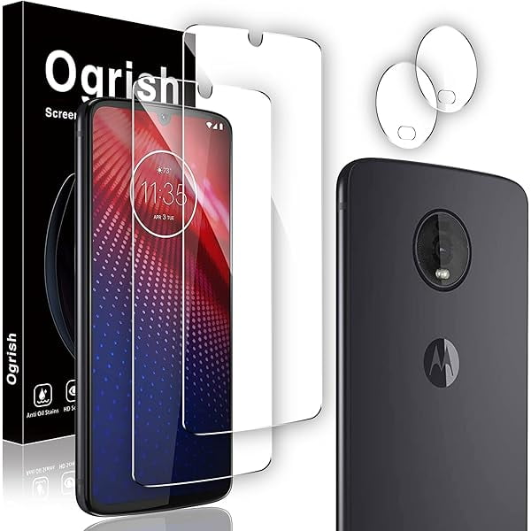 ccwmincc [2+2 Pack Tempered Glass Screen Protector for Motorola Moto Z4 with Camera Lens Protector - Anti-Fingerprint, Anti-Scratch, HD Clarity