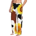 thumbnail image 2 of Sigee Sunflower Cow Print Men's Pajama Pants - Soft Lounge Sleep Bottoms with Elastic Waistband and Pockets-, 2 of 9