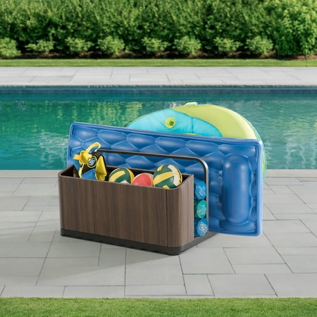 UPC: 0841057179062 | Sunjoy Aluminum Pool Float Storage Basket  Outdoor Toy Rack and Multi Use Storage Organizer Bin for Floats  Paddles  Balls  Towels  Brown