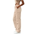 thumbnail image 6 of JGGSPWM (S-5XL) Women's Cargo Pants Baggy High Waisted Joggers with Pockets Plus Size Casual Hiking Travel Cinch Bottom Pants Yellow S, 6 of 8