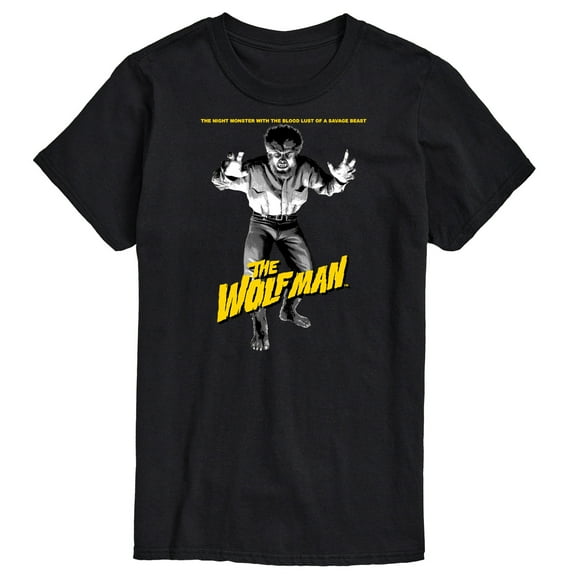 Classic Monsters - The Wolf Man - The Night Monster with The Blood Lust of a Savage Beast - Men's Short Sleeve Graphic T-Shirt
