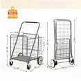 thumbnail image 4 of Leumius Foldable Shopping Carts,Utility Bigger Shopping Cart,Grocery Cart on Wheels with Double Basket for Shopping,Laundry,Travel,Grey01, 4 of 7