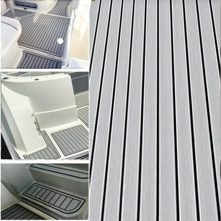 Teak Marine Deck 94''x23'' 6MM Yacht Boat Marine Flooring Faux Teak Fashion Decking Sheet Pad Mat Carpet EVA Foam Gray Self-Adhesive ()
