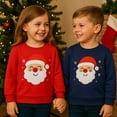 thumbnail image 4 of HILEELANG Kids Christmas Sweatshirt, Cotton Pullover Top with Santa Claus Appliqué, Unisex Holiday Long Sleeve Shirt for Toddler Boys Girls 7Years (Navy Blue), 4 of 7