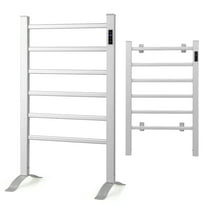 Costway Freestanding Wall Mounted Towel Warmer 6-Bar Aluminum Heated Towel Rack w/ Timer