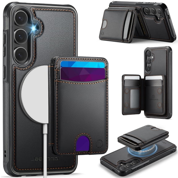 for Samsung Galaxy A17 5G Back Case   Detachable Magnetic Card Slots, Classic Kickstand RFID Blocking Shockproof Protective PU Leather   TPU 2 In 1 Wallet Case for Samsung Galaxy A17 5G, Black