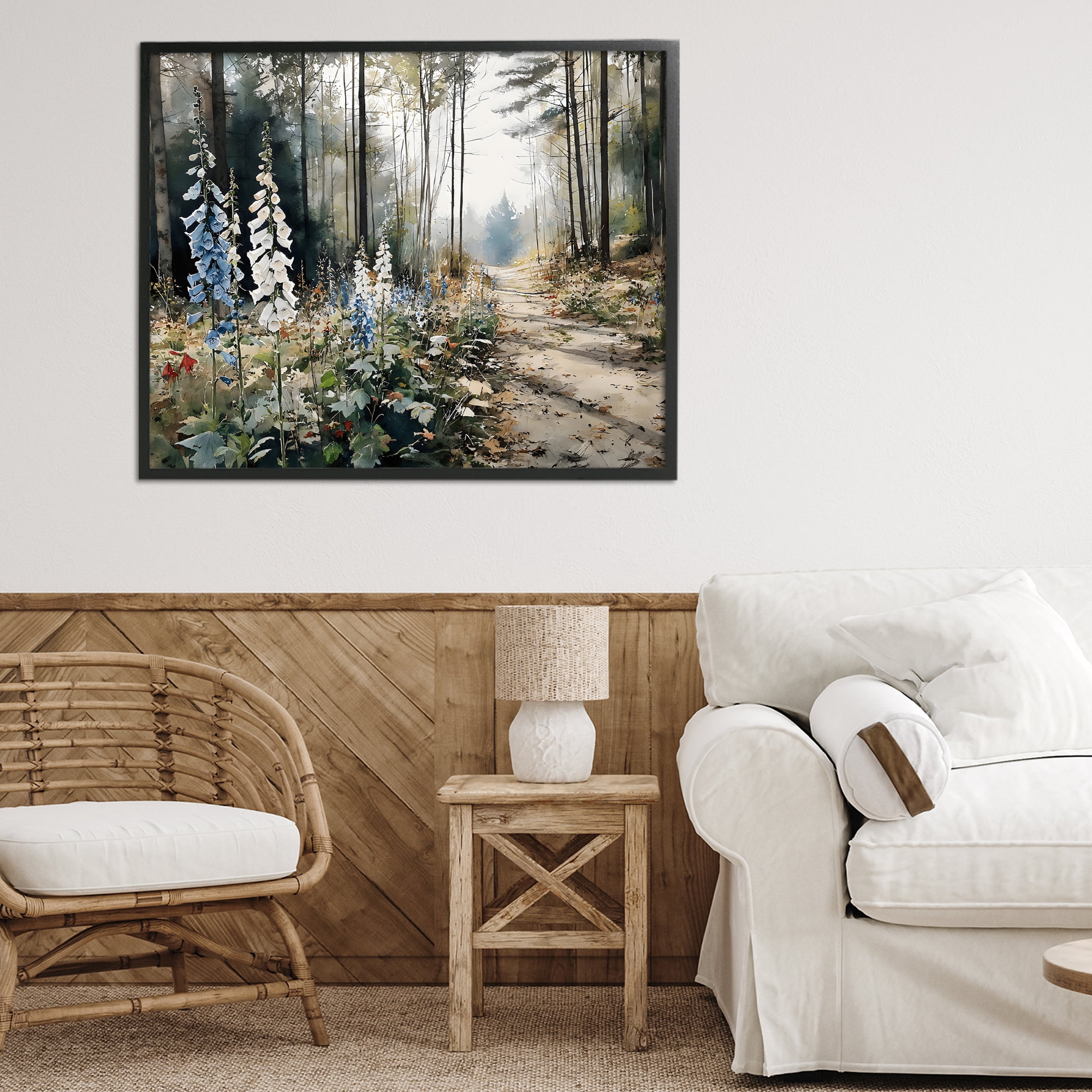 Stupell Industries Foxglove Path Sunlit Woods Black Framed Giclee Art, design by Franklyn Gregory