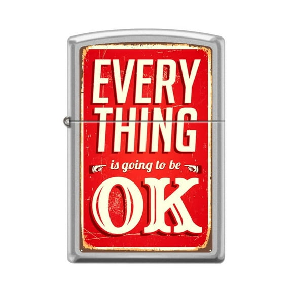Zippo Lighter - Personalized Custom Message Engraved on Backside for Everything Ok Sign Design Satin Chrome #Z5036