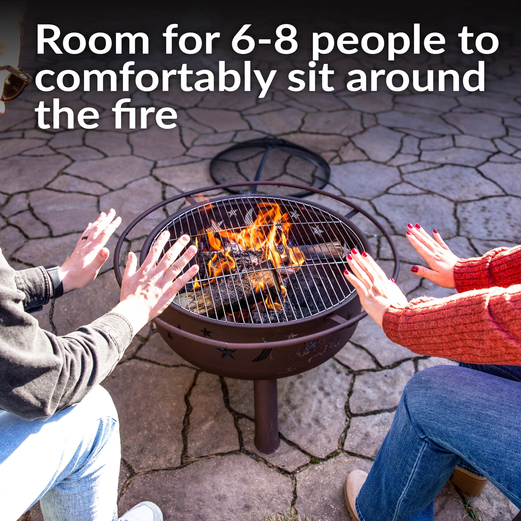 Sunnydaze Cosmic 30" Round Wood-Burning Brown Finish Steel Fire Pit with Cooking Grate