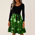 thumbnail image 4 of Christmas Dresses for Women Women's Casual Fashion Round Neck Long Sleeve Christmas Printed Party Vintage Long Dresses for Holiday Gathering,Dark Green,4XL, 4 of 7
