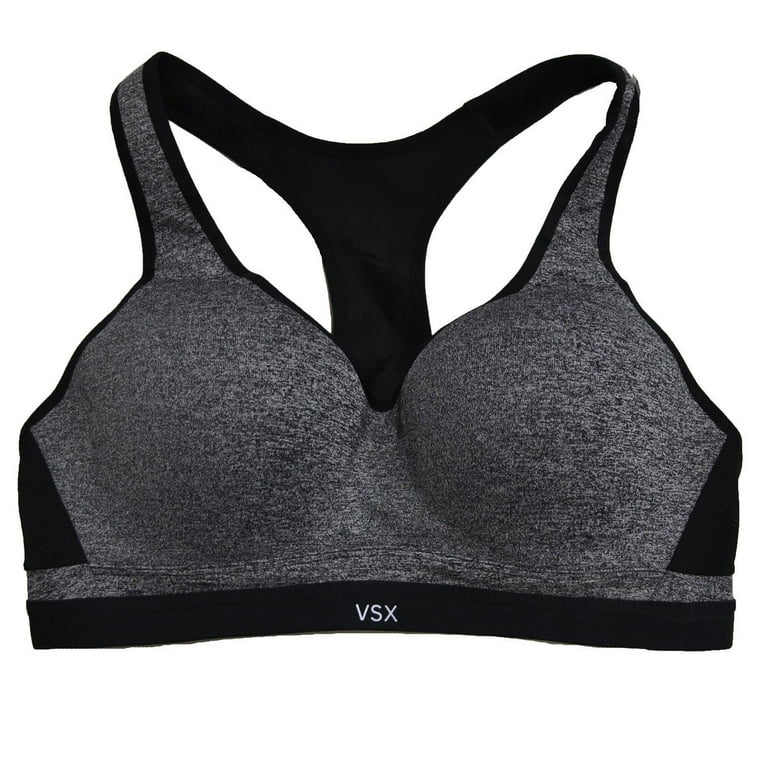 VSX Victorias Secret Sports Bra Zip Front Underwire Support Gray/Black Size  32DD 