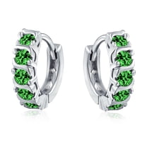 Bling Jewelry Womens Round Solitaire CZ S-Style Wave Kpop Huggie Hoop Earrings Sterling Silver