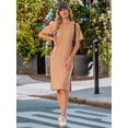 thumbnail image 2 of DARING DIVA Women's Casual Pajama Dress Loose Fit Short Sleeve Sleepwear S Coffee, 2 of 8