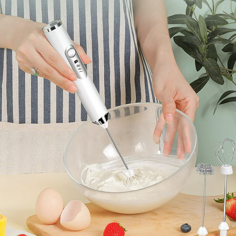 Electric Milk Frother Stainless Steel Hand Milk Foamer Cappuccino Coffee  Egg Beater Mixer Drinks Blender with 2 Whisk Kitchen Cooking Tools
