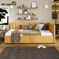 thumbnail image 4 of Bellemave Yellow Upholstered Wood Twin Size Daybed with 2 Storage Drawers, Twin Size Linen Upholstery Daybed Sofa Bed Frame, No Box Spring Needed, 4 of 8