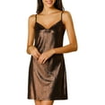 thumbnail image 3 of MODA NOVA Juniors Metallic Glitter Cowl Neck Spaghetti Strap Prom Mini Dress, 3 of 7