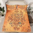 thumbnail image 2 of jejeloiu Retro Bohemian Flowers Twin Sheet Sets,Rustic Damask Pattern Twin Fitted Sheet,Orange Vintage Floral Flat Sheet For Men Womwn,Microfiber Bedroom Decor,3-Piece, 2 of 7