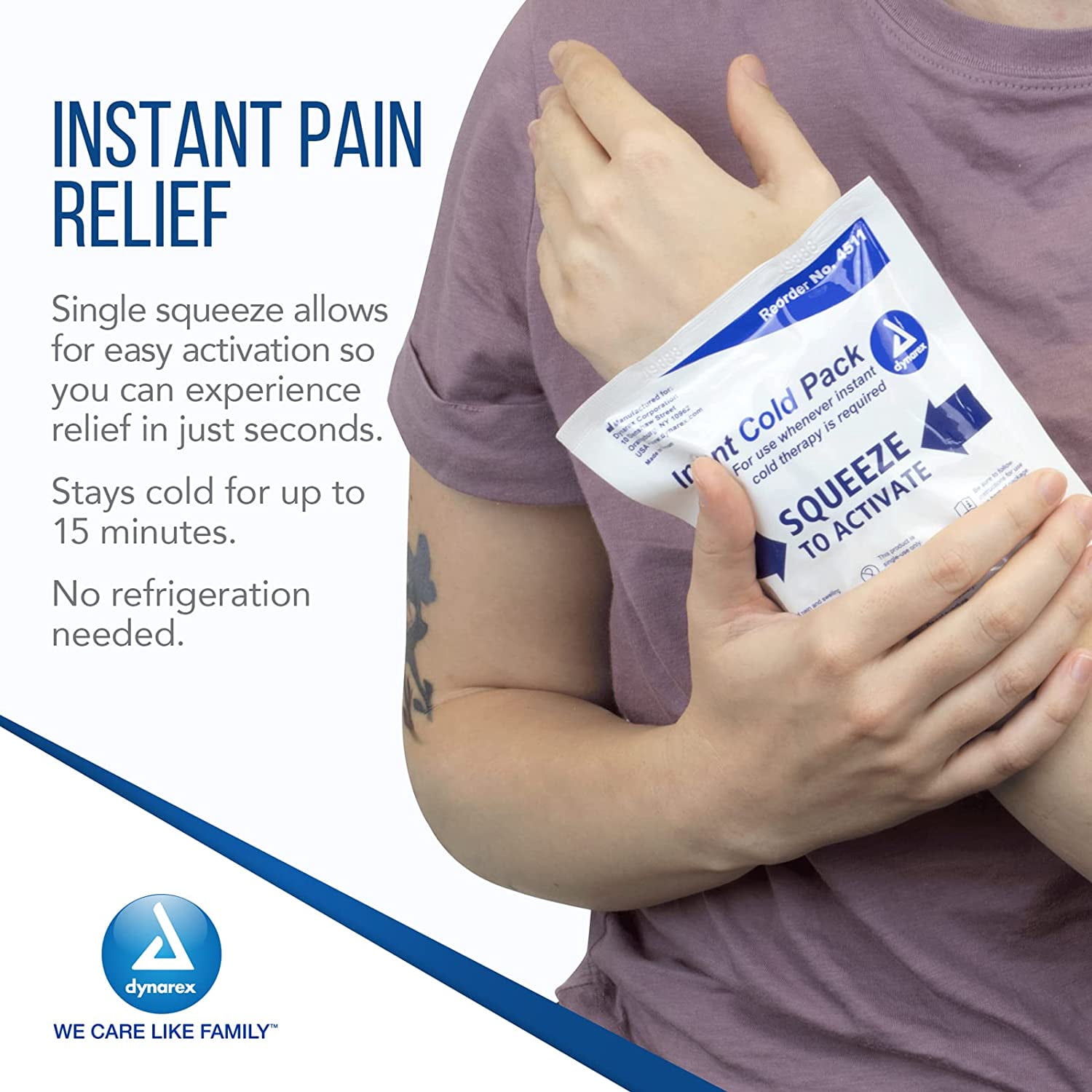 Dynarex Instant Cold Pack General Purpose One Size Fits Most 4 x 5 Inch Disposable, 4511 - Case of 24