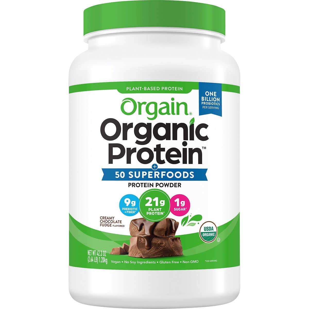 Orgain Organic Protein & Superfoods Plant Based Protein, Choco Fudge, 2