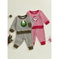 thumbnail image 3 of Loicainy Toddler Baby Boys Christmas Outfits 6 9 12 18 24 Months 2T 3T Christmas Tree/Santa Embroidery Stripe Waffle Sweatshirts and Long Pants 2Pcs Clothes Set, 3 of 9