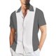 thumbnail image 1 of Camisas Para Hombre Manga Corta Camisa de manga corta de verano con de rayas impresas digitales en 3D para hombre Camisa informal de talla grande (Grey, XXL), 1 of 4