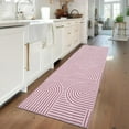 thumbnail image 2 of FairOnly Geometric Pink 2.5'x8'Runner Rug Washable Ultra Thin Non-Slip Pet Friendly Modern Striped Rug for Bedroom Kitchen, 2 of 7