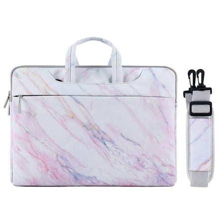 Mosiso Marble Pattern Laptop Bag Sleeve Canvas Notebook Shoulder Bag 13-13.3 Inch for MacBook Pro Air Computer Handbag Briefcase,Pink