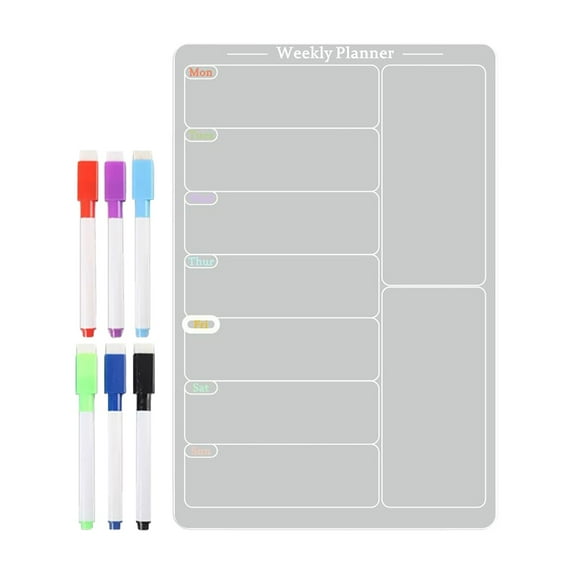 ​​LYINGF Acrylic Weekly Meal Planner Board for Refrigerator - Magnetic Kitchen Calendar with Markers for Grocery Lists/Chores/To-Dos, Reusable Clear Organization Noteboard​