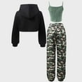 thumbnail image 6 of Girls 3-Piece Camo Outfit - Long Sleeve Hooded Sweatshirt, Sleeveless Tank Top & Cargo Pants Set, Casual Streetwear for Big Girls Ages 8-12, Trendy Fall Winter Outfit, 6 of 9
