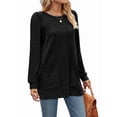 thumbnail image 2 of Long Sleeve Shirts for Women Long Sweaters with Pockets Tunic Tops Loose Fit Black XXL, 2 of 8