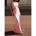 thumbnail image 7 of Biekopu Women Long Bodycon Dress Solid Color Crew Neck Cutout Sleeveless Dress Summer Backless Party Dress, 7 of 7