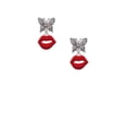 thumbnail image 2 of Delight Jewelry Silvertone Red Lips Silvertone Antiqued Butterfly Post Earrings, 2 of 4