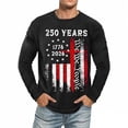 thumbnail image 6 of 250 Anniversary Usa Shirt Long Sleeve T Shirt Sporty Athletic Crew Neck 250Th Mens Tees Black XXL, 6 of 6