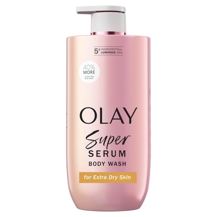Olay Super Serum Body Wash for Extra Dry Skin, 28 fl oz, Serum Complex for Luminous Skin