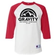 thumbnail image 1 of Camiseta Raglan de Gravity Outdoor Co. Mens - Black Logo - Scarlet / White - X-Large Gravity Outdoor Co. Camiseta de manga corta, 1 of 1